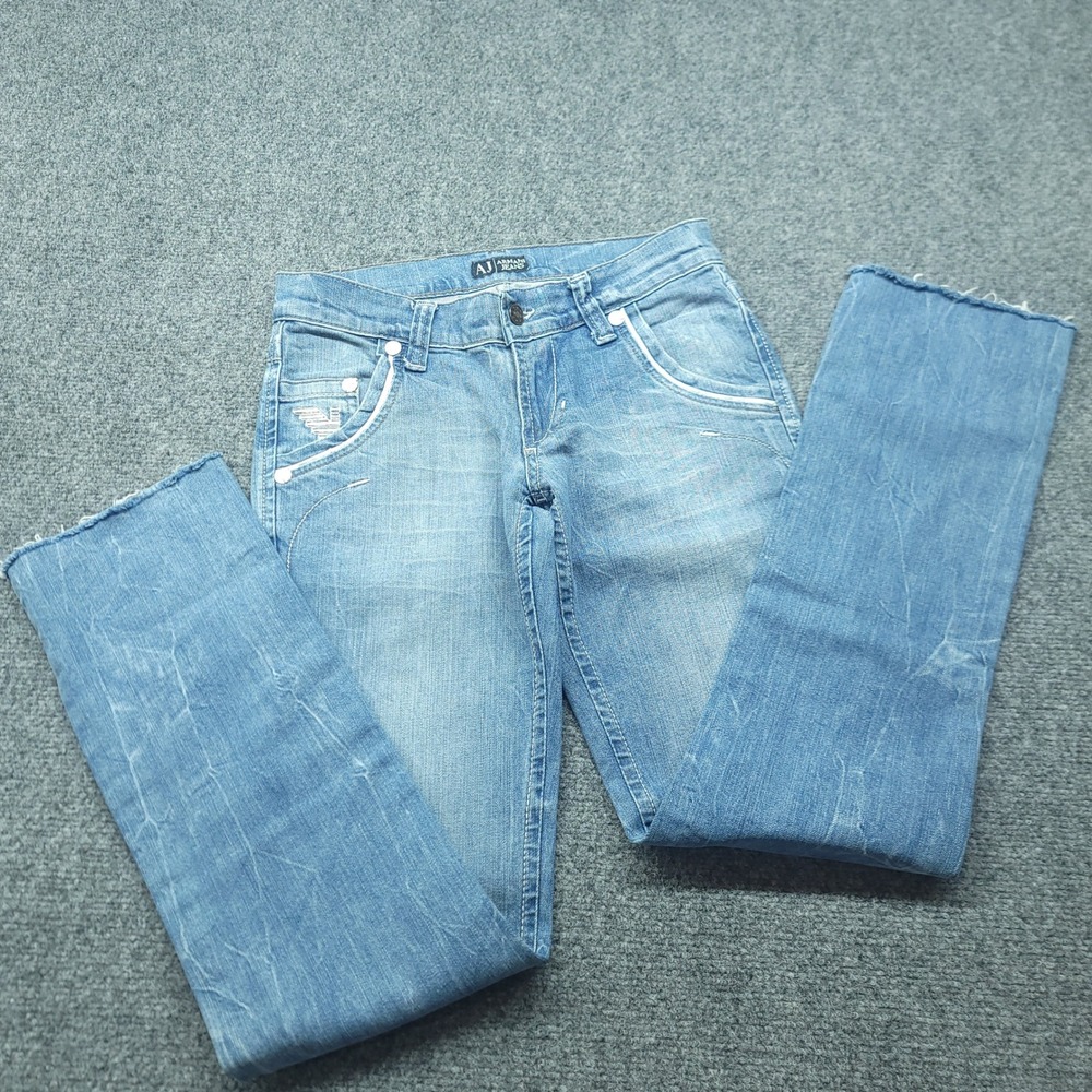 Armani Jeans 687 Light Wash Low Rise Straight Leg Denim Blue W28 L30